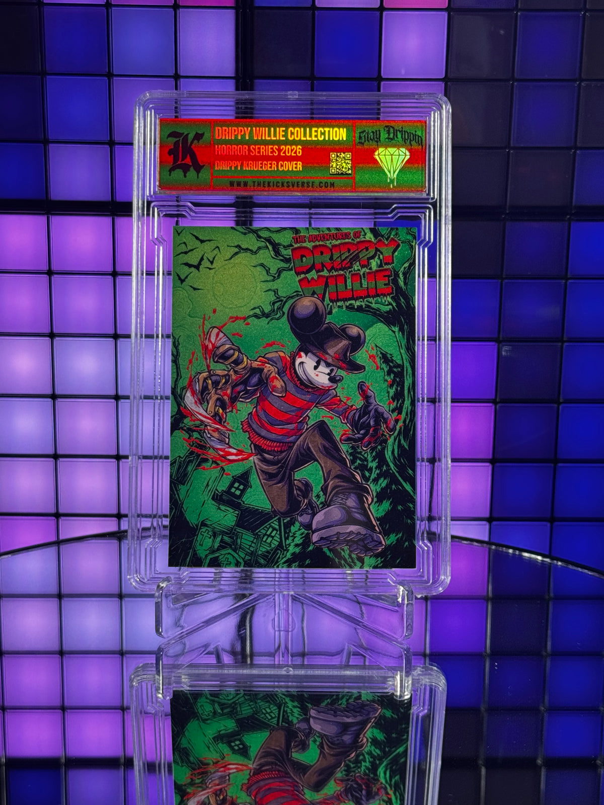 Kickstradomis- 1/1 Drippy Krueger Cover, Drippy Willie Collection, Horror Series 2026. Prismatic.
