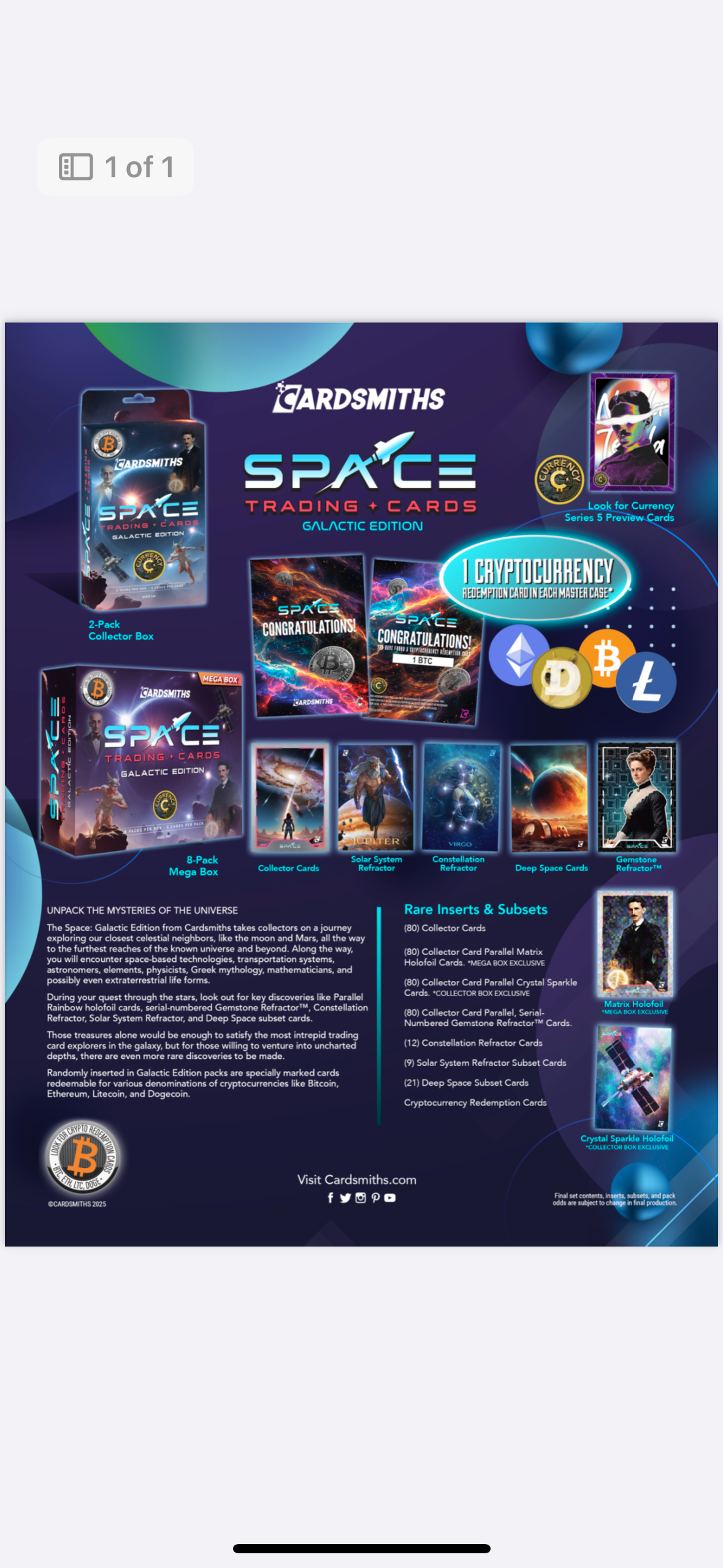 Preorder— Cardsmiths Space Trading Cards Galactic Edition. Master case of collector box’s