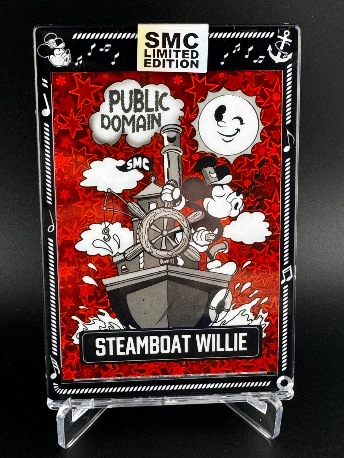 SMC- Steamboat Willie, 2026 SDCC exclusive. Red Stars 23/75. Eric Marshall auto and remark on box